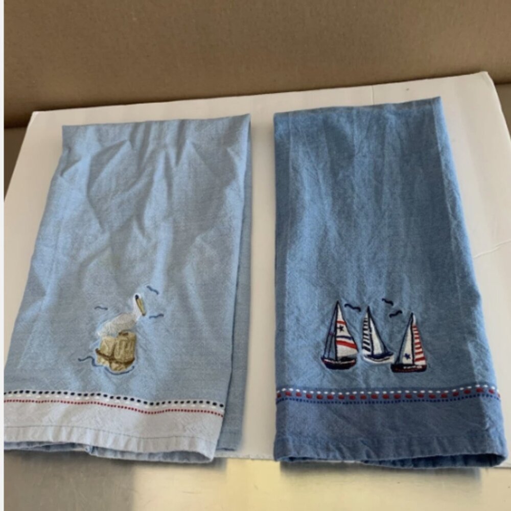 2 DII For The Home 100% Cotton Hand Towels Nautical Themed